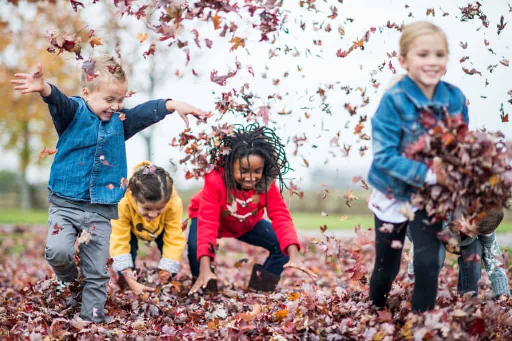 jeu extérieur des enfants automne